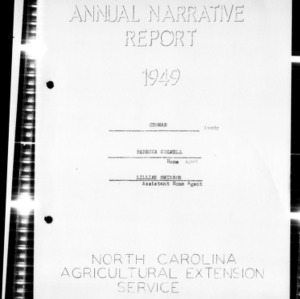 Annual Narrative Report of Home Demonstration Work of Chowan County, NC