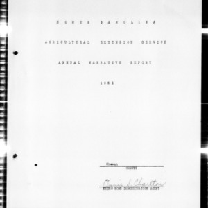 Annual Narrative Report of County Agents, Chowan County, NC