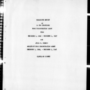 Annual Narrative Report of Home Demonstration Work, Cleveland County, NC, 1947
