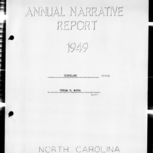 Annual Narrative Report of Home Demonstration Work, African American, Cleveland County, NC, 1949