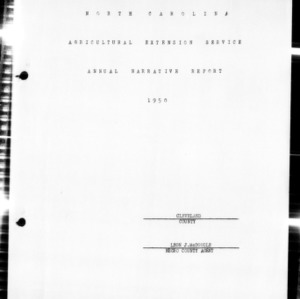 Annual Narrative Report of Extension Work, African American, Cleveland County, NC, 1950