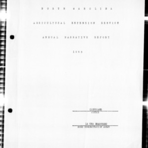 Annual Narrative Report of Home Demonstration Work, Cleveland County, NC, 1952