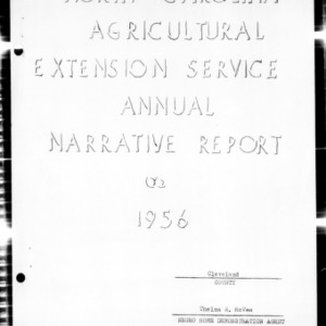 Annual Narrative Report of Home Demonstration Work of Cleveland County, NC