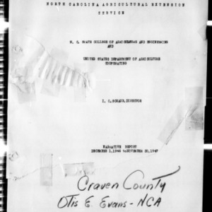Annual Narrative Report of Extension Work, African American, Craven County, NC, 1947