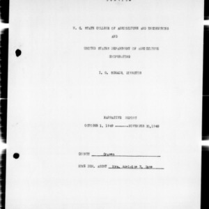 Supplementary Report of Home Demonstration and 4-H Club Work, Craven County, NC, October to November, 1949