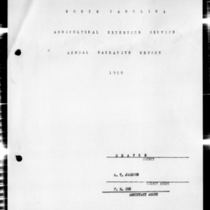 Annual Narrative Report of Extension Work, Craven County, NC, 1950