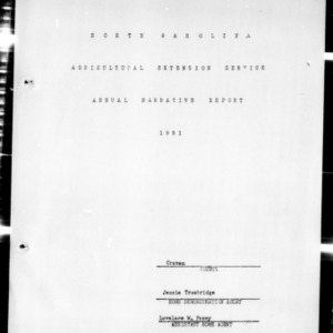 Annual Narrative Report of Home Demonstration Clubs, Craven County, NC, 1951