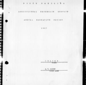 Annual Narrative Report of Extension Work, Craven County, NC, 1952