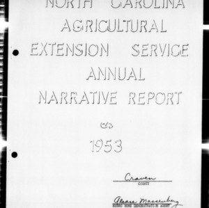 Annual Narrative Report of Home Demonstration Work, African American, Craven County, NC, 1953