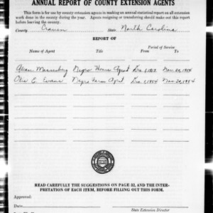 Annual Report of County Extension Agents, African American, Craven County, NC