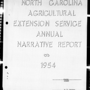 Annual Narrative Report of Extension Work, Craven County, NC, 1954