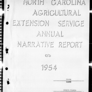 Annual Narrative Report Home Demonstration Work, Craven County, NC, 1954