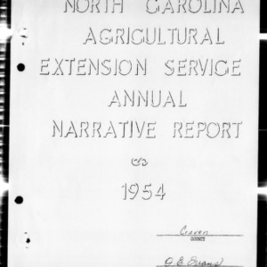Annual Narrative Report Extension Work, African American, Craven County, NC, 1954