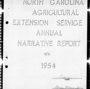 Annual Narrative Report Home Demonstration Work, African American, Craven County, NC, 1954
