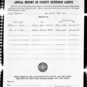 Annual Report of County Extension Agents, African American, Craven County, NC