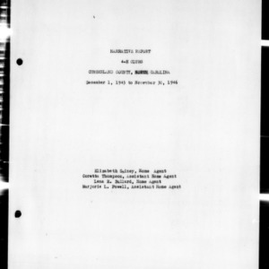 Annual Narrative Report of 4-H Clubs, Cumberland County, NC, 1946
