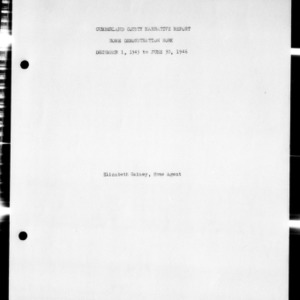 Narrative Report of Home Demonstration Work, Cumberland County, NC, December 1945 to June 1946