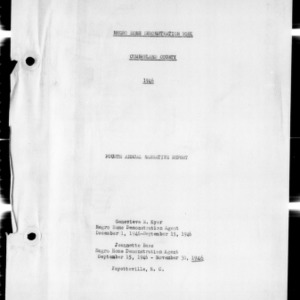 Annual Narrative Report of Home Demonstration Work, African American, Cumberland County, NC, 1946