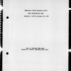 Annual Narrative Report of Home Demonstration Work, Cumberland County, NC, 1947
