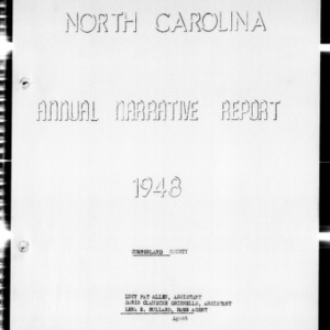 Annual Narrative Report of Home Demonstration Work, Cumberland County, NC, 1948