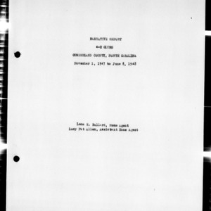 Annual Narrative Report of 4-H Clubs, Cumberland County, NC, 1948
