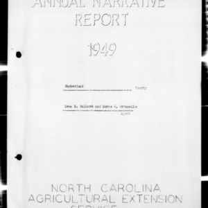 Annual Narrative Report of Home Demonstration Clubs, Cumberland County, NC, 1949