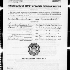 Combined Annual Report of County Extension Workers, African American, Cumberland County, NC