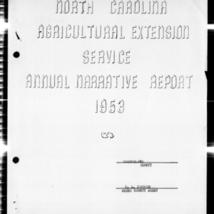Annual Narrative Report of Extension Work, African American, Cumberland County, NC, 1953