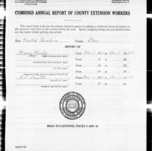 Combined Annual Report of County Extension Workers, Dare County, NC