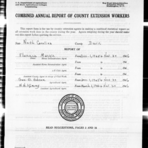 Combined Annual Report of County Extension Workers, Davie County, NC
