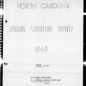 Annual Narrative Report of Extension Work, Duplin County, NC, 1948