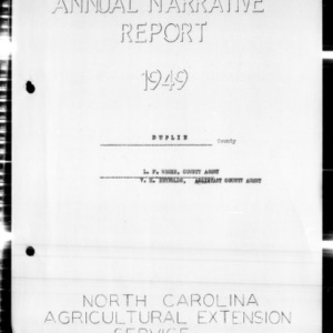 Annual Narrative Report of Extension Work, Duplin County, NC, 1949