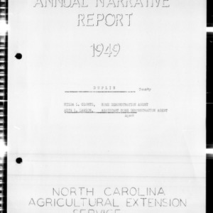 Annual Narrative Report of Home Demonstration and 4-H Club Work, Duplin County, NC, 1949