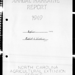 Annual Narrative Report of Extension Work, Duplin County, NC, 1949