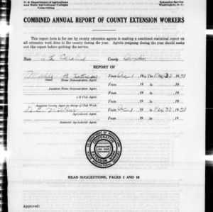 Combined Annual Report of County Extension Workers, African American, Duplin County, NC