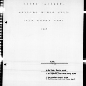 Annual Narrative Report of Extension Work, Duplin County, NC, 1952