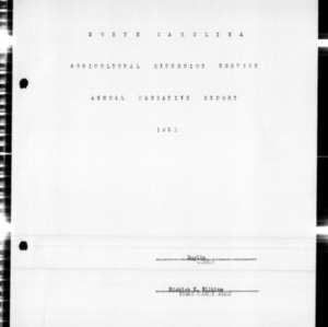 Annual Narrative Report of Extension Work, African American, Duplin County, NC, 1952