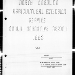 Annual Narrative Report of Extension Work, Duplin County, NC, 1953