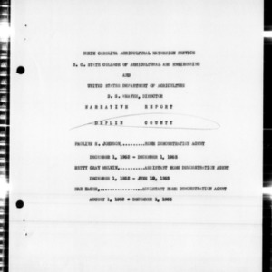 Annual Narrative Report of Home Demonstration and 4-H Club Work, Duplin County, NC, 1953
