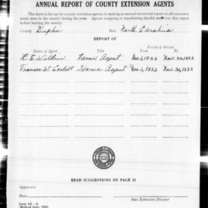 Annual Report of County Extension Agents, African American, Duplin County, NC