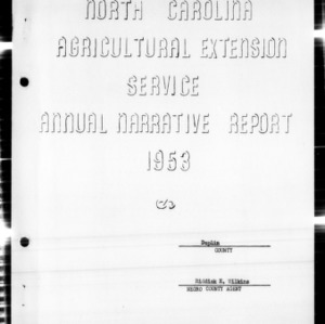 Annual Narrative Report of Extension Work, African American, Duplin County, NC, 1953