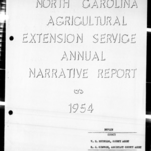 Annual Narrative Report of Extension Work, Duplin County, NC, 1954