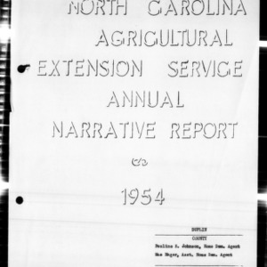 Annual Narrative Report of Home Demonstration Work, Duplin County, NC, 1954