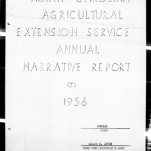 Annual Narrative Report of Home Demonstration Work, African American, Duplin County, NC, 1956