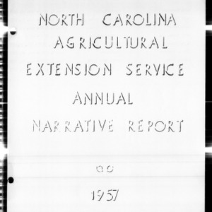 Annual Narrative Report of Extension Work, Duplin County, NC, 1957
