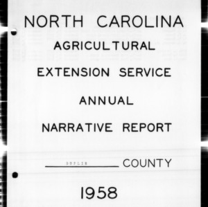 Annual Narrative Report of Extension Work, Duplin County, NC, 1958