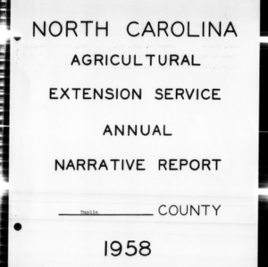 Annual Narrative Report of Extension Work, African American, Duplin County, NC, 1958