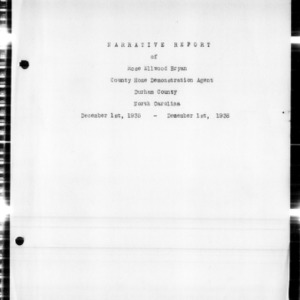 Annual Narrative Report of County Home Demonstration Work, Durham County, NC, 1936