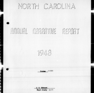 Annual Narrative Report of Extension Work, African American, Durham County, NC, 1948