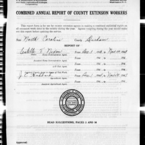 Combined Annual Report of County Extension Workers, African American, Durham County, NC